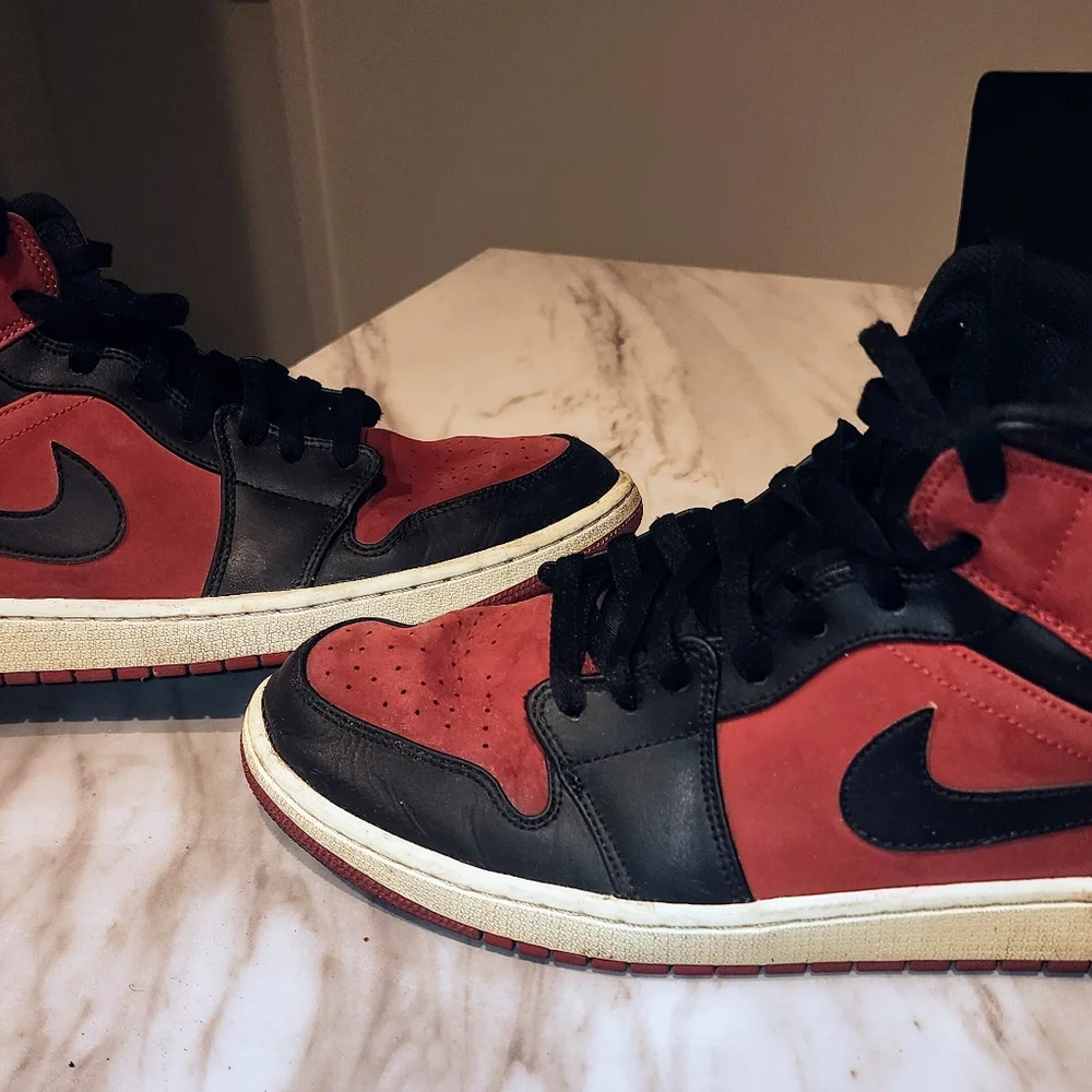 Air Jordan Air Force 1s Black and Red Sneakers - Picture 3 of 4